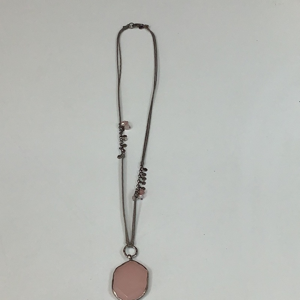 The ”French Cabaret”necklace Pink Soapstone & Quartz,Pearl and Sterling Silver